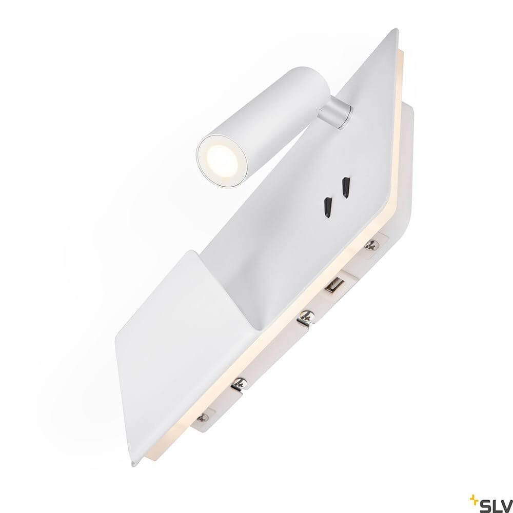 Somnila Spot LED Wandaufbauleuchte inkl. USB in elegantem Design mit Smartphone Halterung und USB-Anschluss.