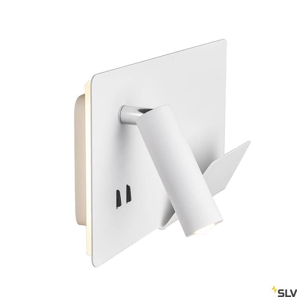 Somnila Spot LED Wandaufbauleuchte inkl. USB in elegantem Design aus weißem Aluminium.