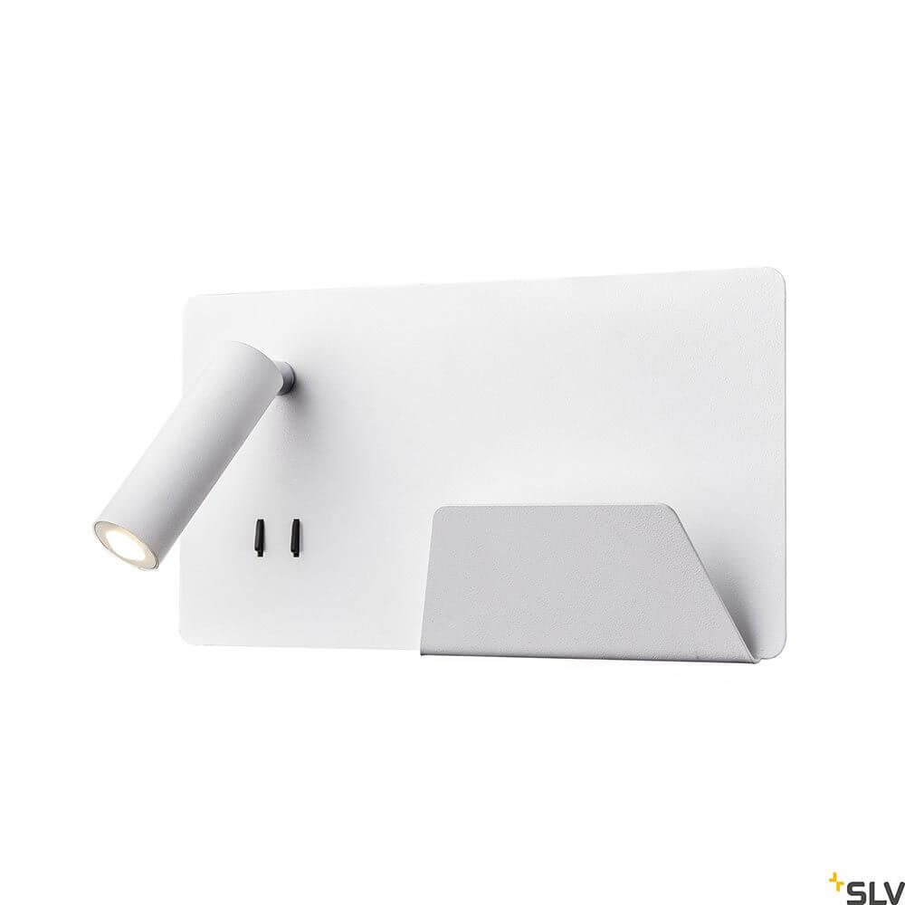 Somnila Spot LED Wandaufbauleuchte inkl. USB in elegantem Weiß mit Smartphone Halter