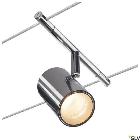 Tenseo Noblo 2700K Chrom LED-Seilleuchte in Chrom, dreh- und schwenkbarer LED-Strahler für gezielte Akzente