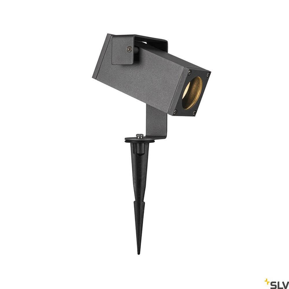 Theo Bracket Outdoor Erdspießleuchte IP65 mit flexiblem Strahler für Akzentbeleuchtung im Außenbereich.