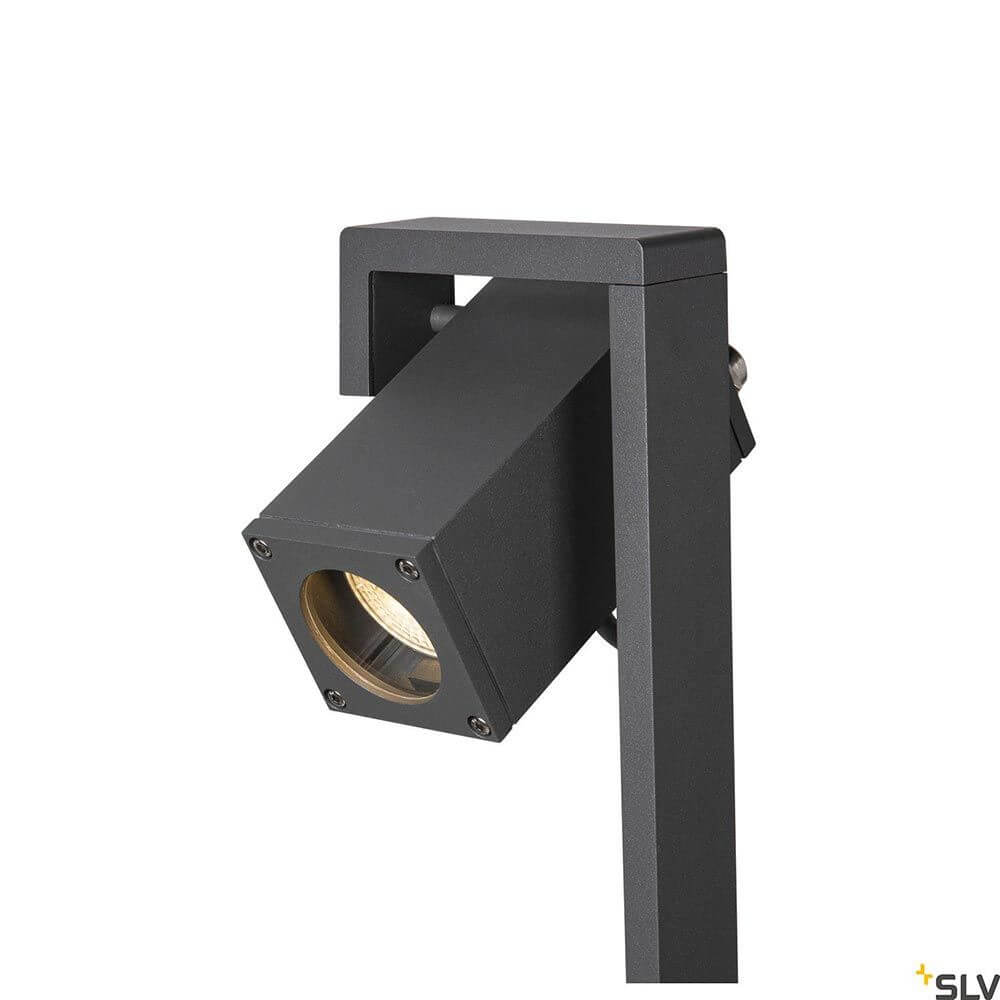 Theo Bracket Outdoor Stehleuchte Anthrazit IP65 mit flexibel ausrichtbarem Strahler für Außenbereich.