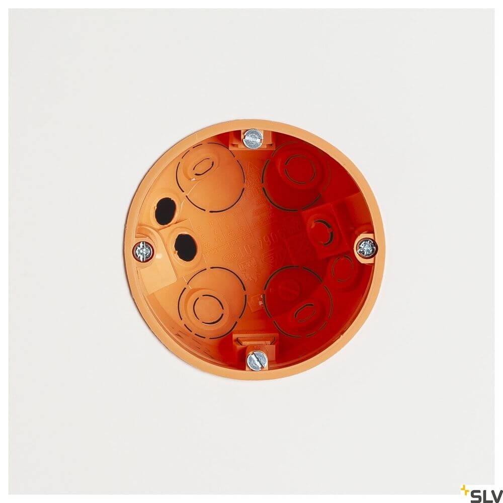 Valeto Dimmmodul Montagebox in orange für professionelle Elektroinstallation.