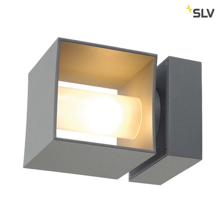 Square Turn QT14 Outdoor Wandleuchte Silbergrau IP44, würfelförmige Aluminium-Wandleuchte für außen