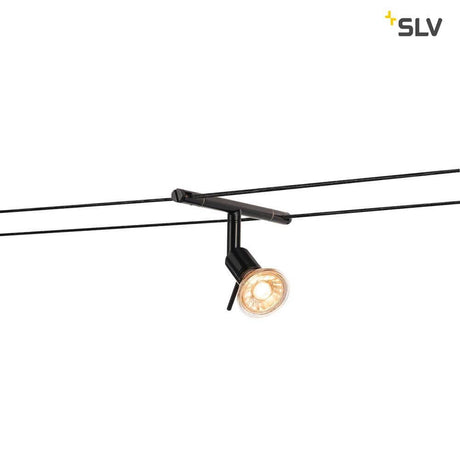 Syros cable light for Tenseo 12V cable system QR-C51 black, rotatable and swiveling spotlight, suitable for halogen and LED.