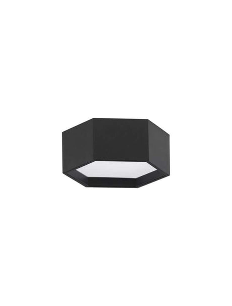 Samba LED Deckenleuchte H 10cm Ø 25cm 3000K - schwarze Aluminium-Quaderlampe mit opalem Diffusor.