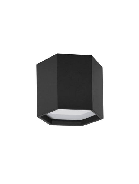 Samba LED Deckenleuchte H 20cm Ø 25cm 3000K in schwarzem Aluminium mit opalem Diffusor.