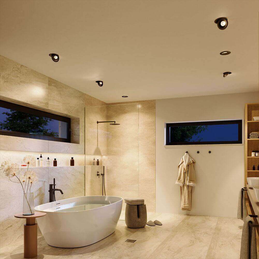 s.luce Santa Deep LED-Einbaustrahler schwenkbar & dimmbar in modernem Badezimmerdesign