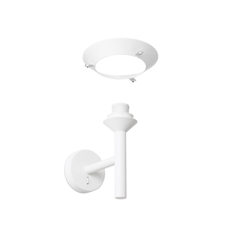 Savoy Wandlampe (ohne Schirm) in modernem Weiß, ideal für Schlafzimmer und Wohnzimmer. Strukturiert mit reflektierenden Elementen.