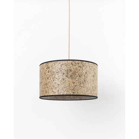 Suspension épurée en foin Rond, lampe suspendue moderne en foin avec bord noir.
