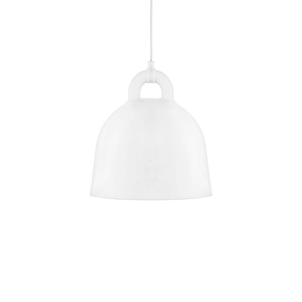 Pendelleuchte Bell S Ø 35cm Weiß mit glatter, runder Oberfläche in Weiß, elegante und schlichte Designlampe.