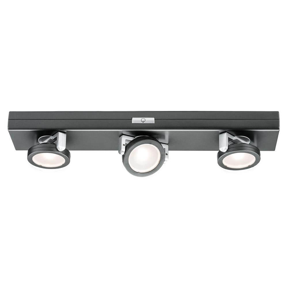 Schrankleuchte LED Rotate 3er-Spot Dimmbar batteriebetrieben mit schwenkbaren Spots für optimale Ausleuchtung.