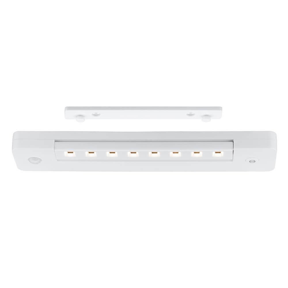 Schrankleuchte LED SmartLight Dimmbar batteriebetrieben in Weiß mit Montageplatte und Schalter.