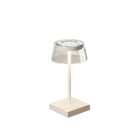 Scilla LED Akku Tischleuchte IP54 in modernem Design, dimmbar und USB-ladbar, ideal für Innen- und Außenbereiche.
