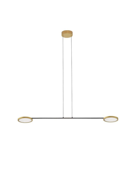 Scope LED Pendelleuchte 2-flammig 3000K Schwarz/Gold, moderne lineare Deckenleuchte von Nova Luce
