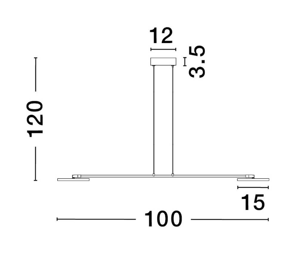 Maßzeichnung der Scope LED Pendelleuchte 2-flammig 3000K mit Abmessungen
