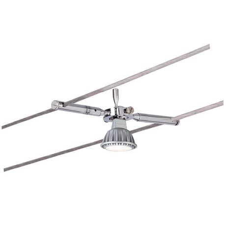 Togo Chrome GU5.3 cable spotlight mounted on a cable system for individual interior design.