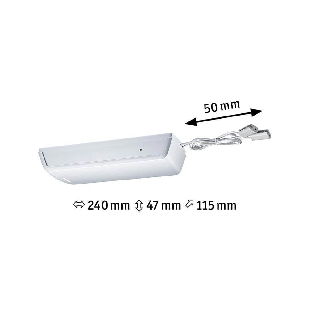 Seilsystem Trafo 230V - 12V max. 60W Chrom-Mat mit Abmessungen 240 mm x 47 mm x 115 mm.
