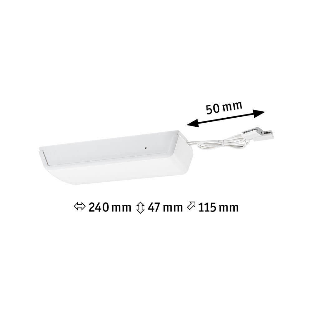 Seilsystem Trafo 230V - 12V max. 60W Weiß mit Abmessungen 240 mm x 47 mm x 115 mm.