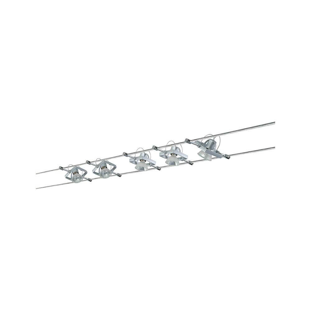 Seilsystem Mac II mit 5 Spots GU5,3, modernes Beleuchtungssystem für kreative Raumgestaltungen.