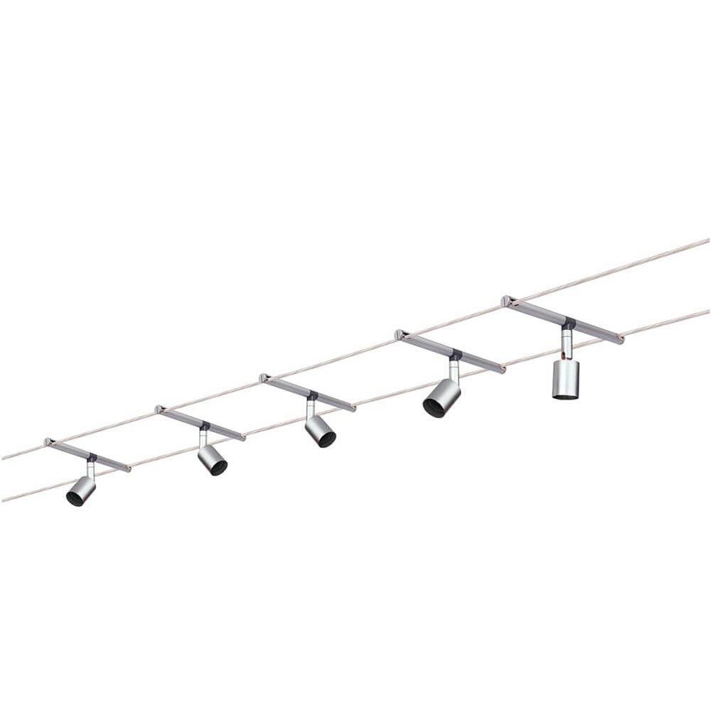 Seilsystem Salt mit 5 Spots GU5,3 an der Decke montiert für vielseitige Raumgestaltung.