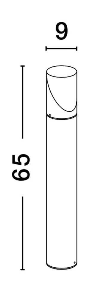 Selena Außenwegeleuchte E27 Ø 9cm Anthrazit IP65 technische Zeichnung mit Maßen 9cm und 65cm.