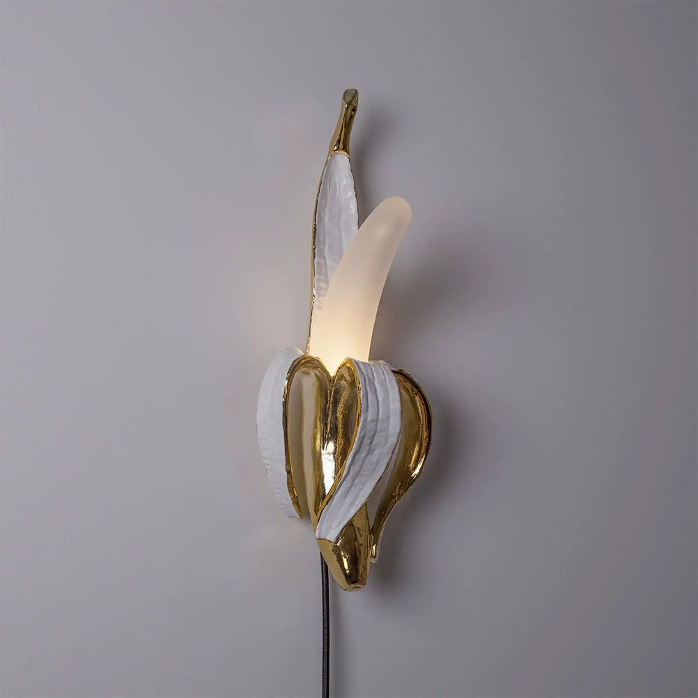 Seletti Banana Phooey Tischleuchte Goldfarben, Bananenlampe von Studio Job, polierte Bronze, kreative Innenbeleuchtung.