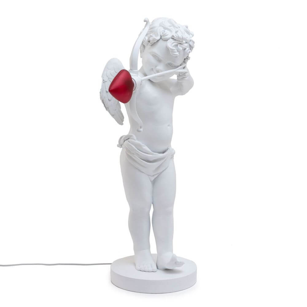 Seletti Cupid LED-Tischlampe dimmbar weißer Amor mit rotem Herz LED Tischlampe dekorativ