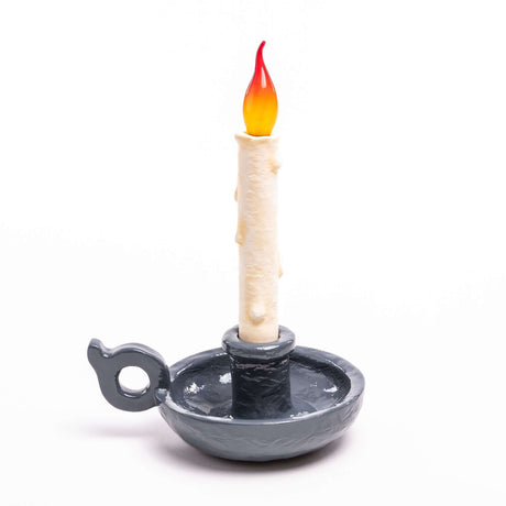 Seletti Grimm rechargeable dimmable table lamp – nostalgic candle lamp with LED-flame and candle holder in Studio Job Design