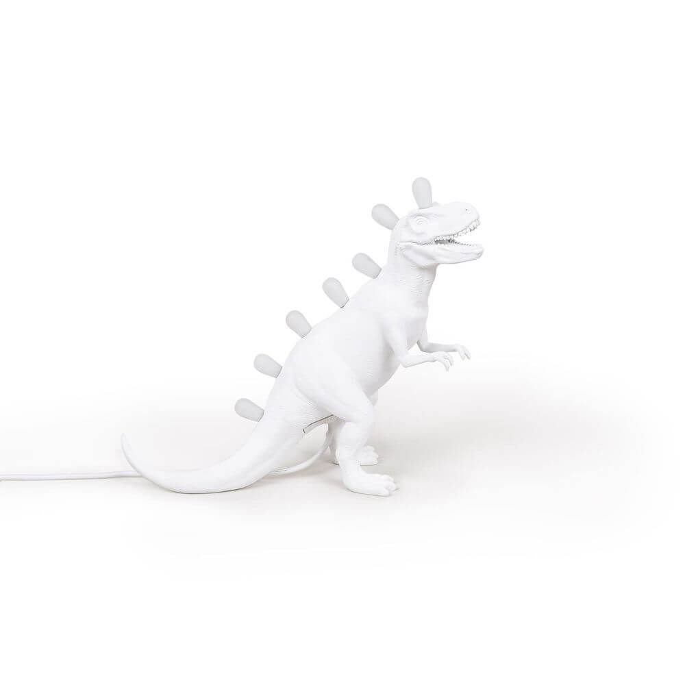 Seletti Jurassic Rex Tischleuchte USB weißer Resin-T-Rex mit integrierten LEDs, dekorative USB-Tischlampe, detailgetreue Dino-Nachbildung