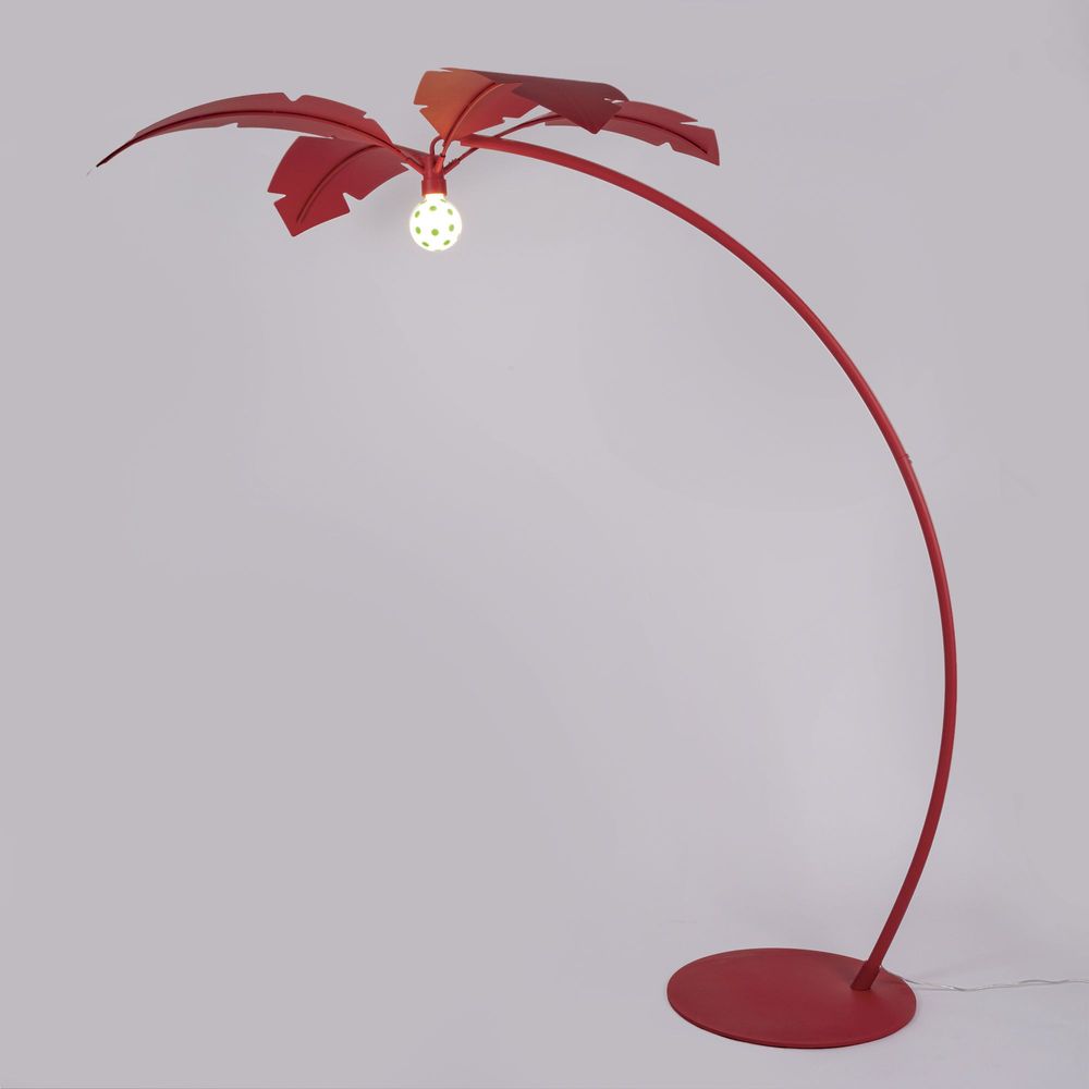 Seletti La Palma Stehleuchte 182cm rotes Metall-Design, Palme mit Leuchtkugel, freistehende dekorative Stehlampe