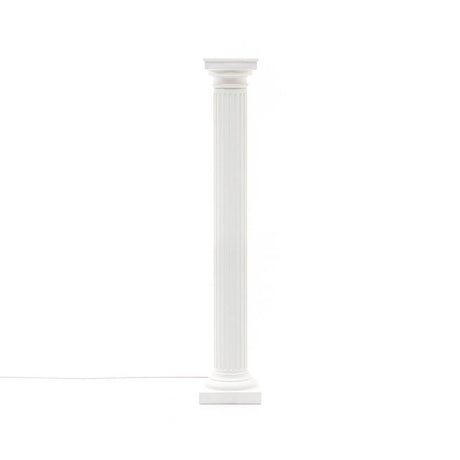 Lampe sur pied Seletti Las Vegas LED en fibre de verre et porcelaine 190 cm, lampadaire en forme de colonne blanc, objet design LED avec une esthétique de colonne classique