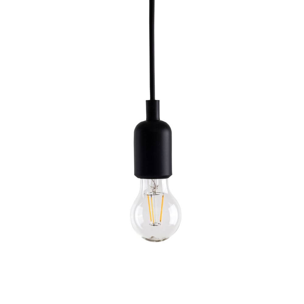 Seletti Maman LED-Lichterset dimmbar transparent - einzelne Hängeleuchte mit klarer E27 LED-Glühbirne und schwarzem Fassungskabel