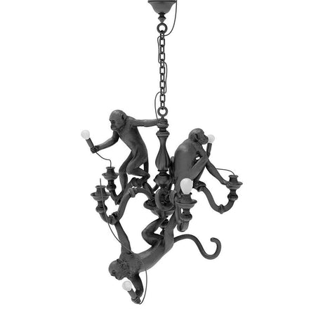 Seletti Monkey Kronleuchter Ø 80cm Pendelleuchte mit 3 Affen, skurriler Lüster mit Affen-Design.
