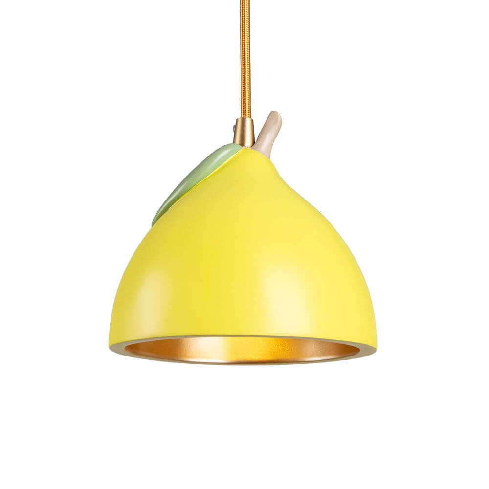 Seletti Vitamin Hängelampe Resin Zitrone – gelbe Resin-Hängelampe mit Blattdetail, 14 cm Durchmesser, Designer Marcantonio, verspieltes Küchen- oder Esszimmerlicht