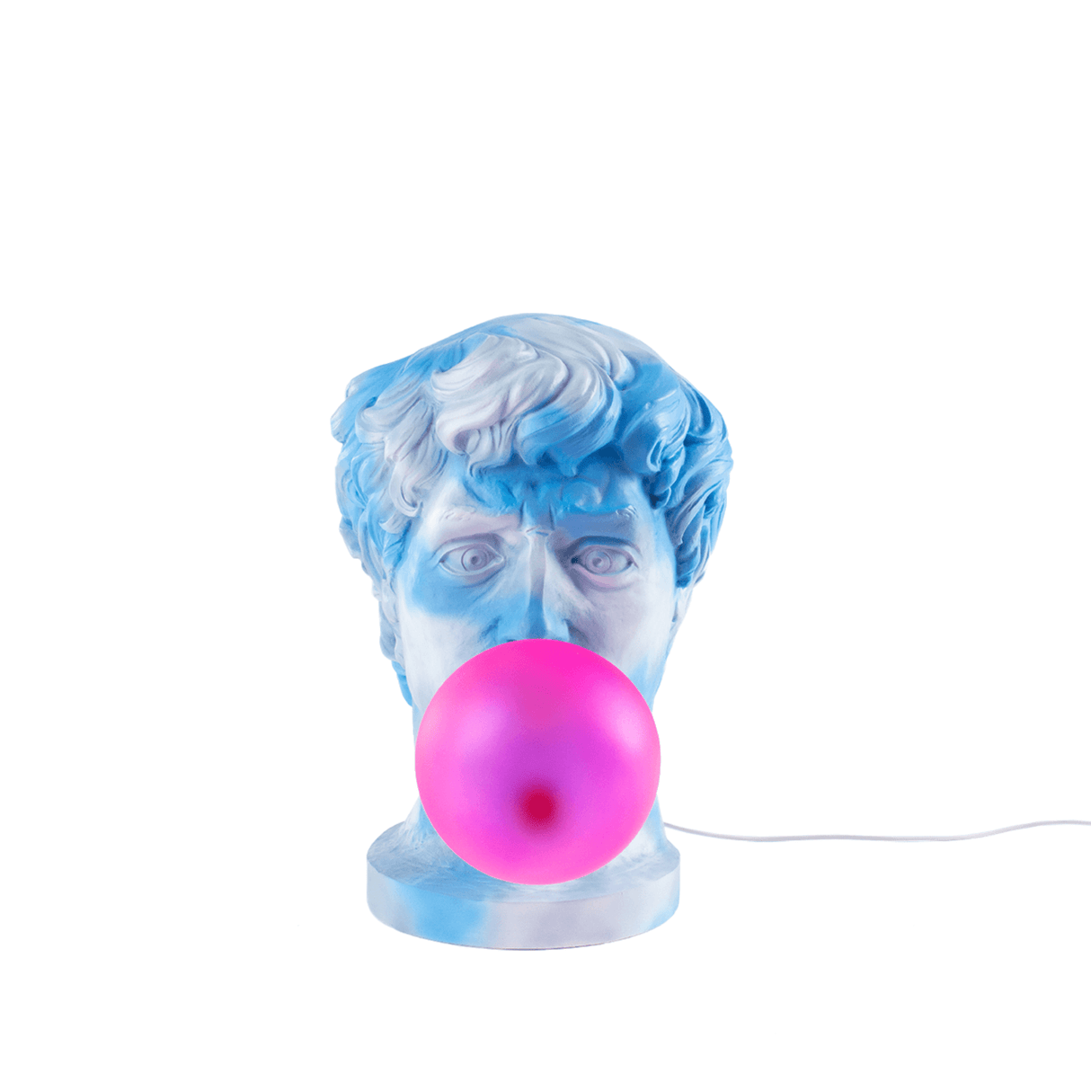 Seletti Wonder Cloud LED-Tischleuchte Kunstharz Glas weiße Büste mit pinker Kaugummi-Wolke LED-Tischlampe, Designer Uto Balmoral