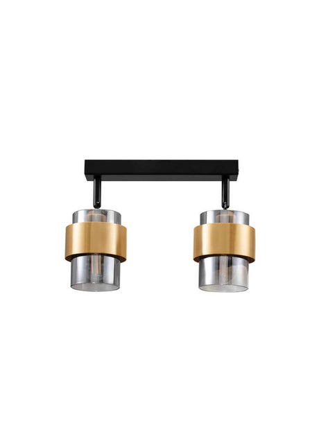 Lampe plafond Sianna 2-flamme noire, or