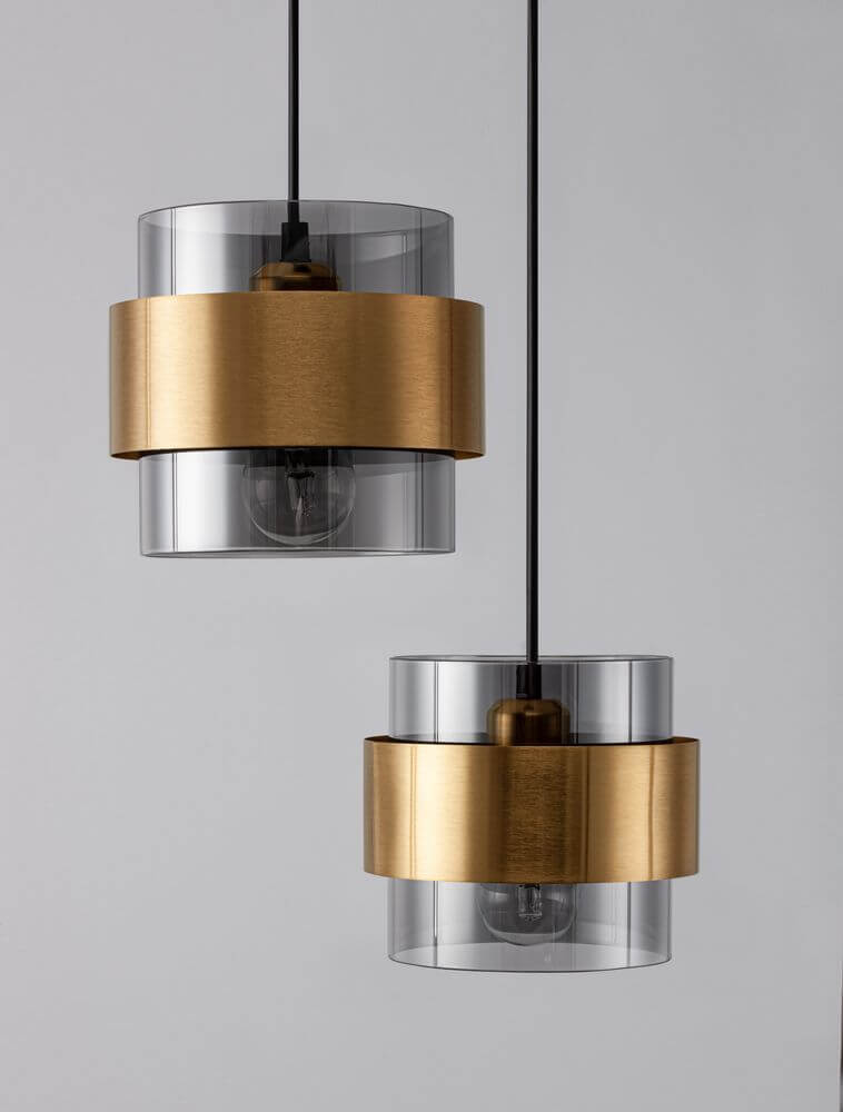Sianna Pendelleuchte 3-flammig Ø 45cm Gold, Rauch, Schwarz in elegantem Design für Essbereich und Wohnzimmer