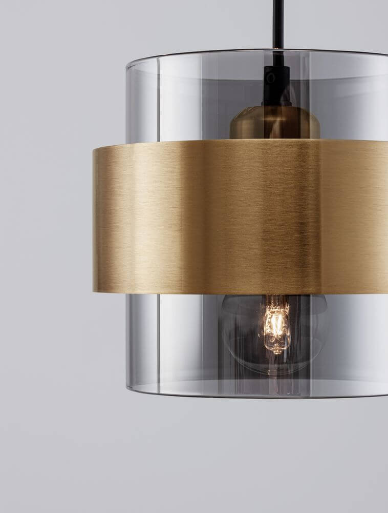 Sianna Pendelleuchte 3-flammig Ø 45cm Gold, Rauch, Schwarz, detailaufnahme der stylischen lampe