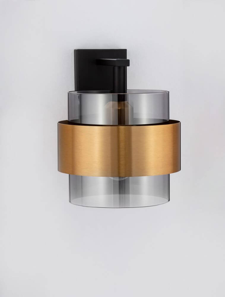 Sianna Wandleuchte E27 Nicht Schwenkbar Gold, Rauch, Schwarz