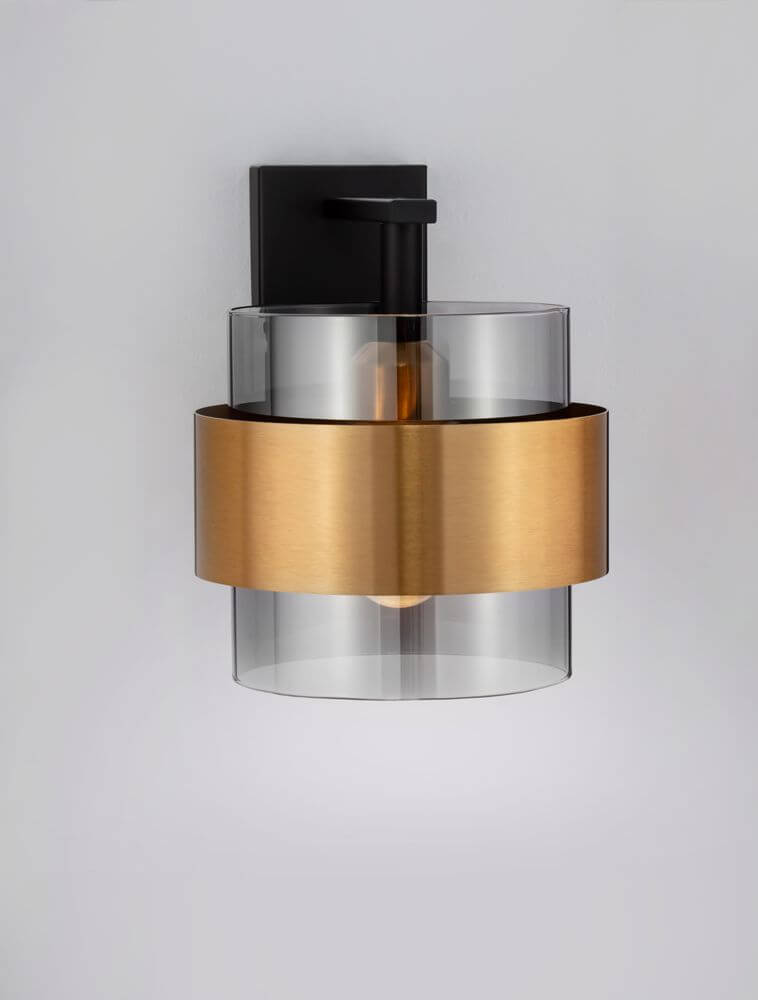 Sianna Wandleuchte E27 Nicht Schwenkbar Gold, Rauch, Schwarz