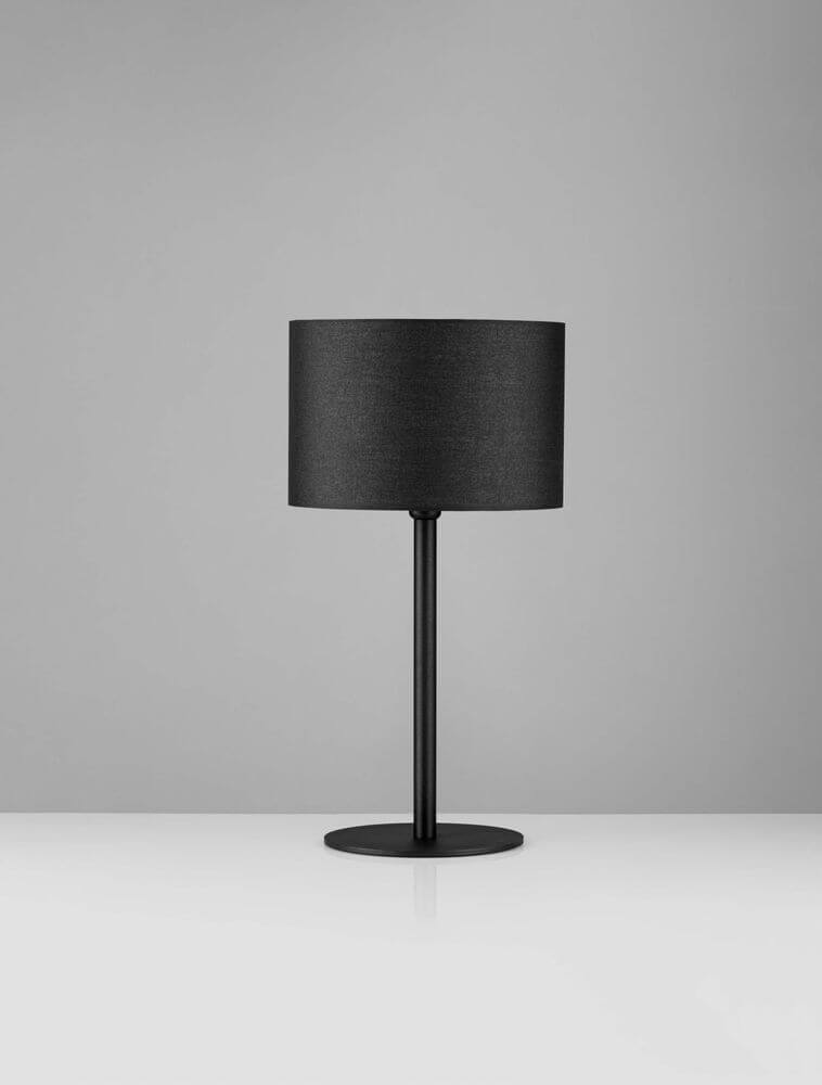 Alt Tag: Sibnia Tischleuchte E27 Ø 30cm in schwarz mit goldenen Details, schlankes modernes Design für Wohn- und Schlafzimmer, stimmungsvolle Tischlampe