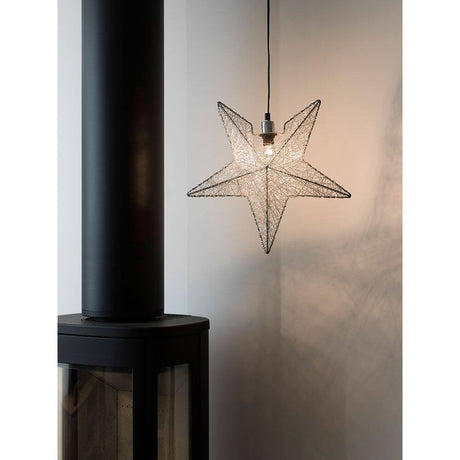 Silberfarbener Metallstern ohne Leuchtmittel E14 Lampenhalterung, elegante Weihnachtsdekoration mit Licht.