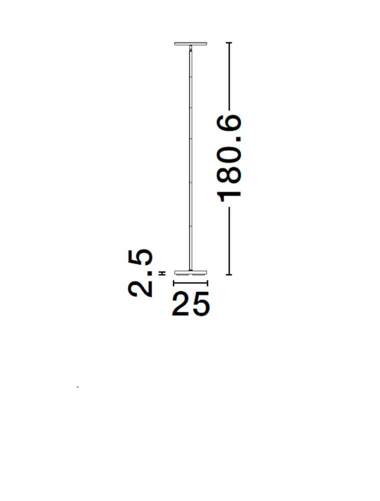 Alt Tag: Sinkro LED Stehlampe Ø 25,2cm 3000K mit Drehschalter - technische Zeichnung mit Maßen (H 180,6 cm, Sockel Ø 25 cm, Höhe Sockel 2,5 cm)
