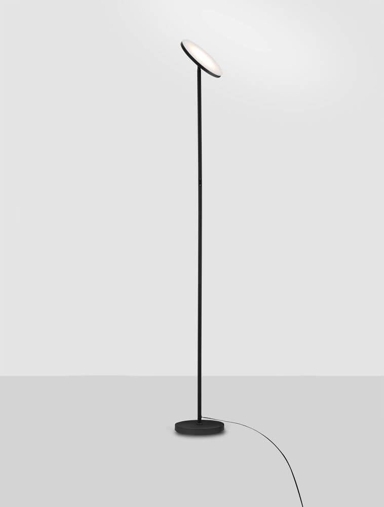 Sinkro LED Stehlampe Ø 25,2cm 3000K mit Drehschalter - schlanke weiße Stehlampe aus Aluminium, warmes 3000K Licht, drehbarer Schalter