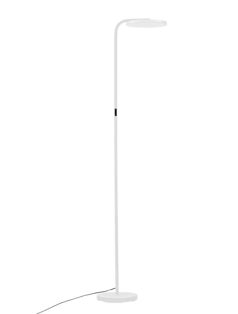 Sinkro LED Stehlampe Ø 25,2cm 3000K mit Fußschalter, schlankes weißes Aluminiumdesign für Wohnzimmer.