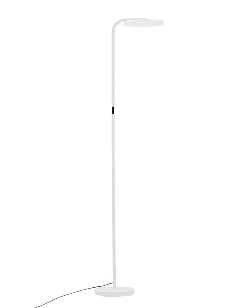 Sinkro LED floor lamp Ø 25.2 cm 3000K with foot switch, slim white aluminum design for the living room.
