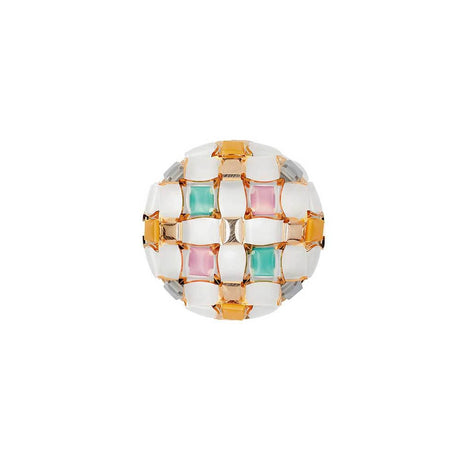 Detaillierte Ansicht der Slamp Decken- & Wandlampe Mida mit bunten Edelsteinen und eleganter Magnethalterung.