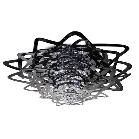 Slamp Luminária de Teto Aurora Grande Preta com núcleo de cristal elegante e design moderno.