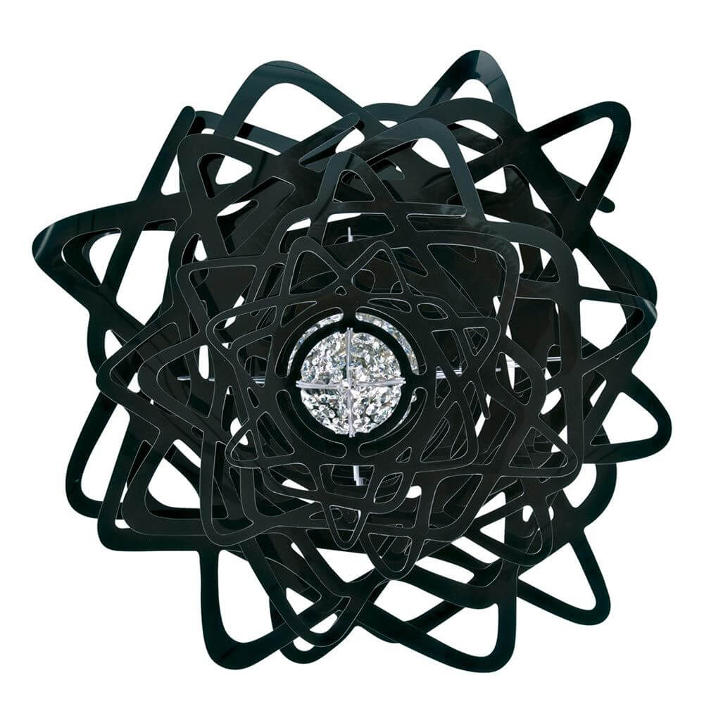 Slamp Deckenleuchte Aurora Large Schwarz mit kristallinem Kern, elegantes Design in Schwarz.